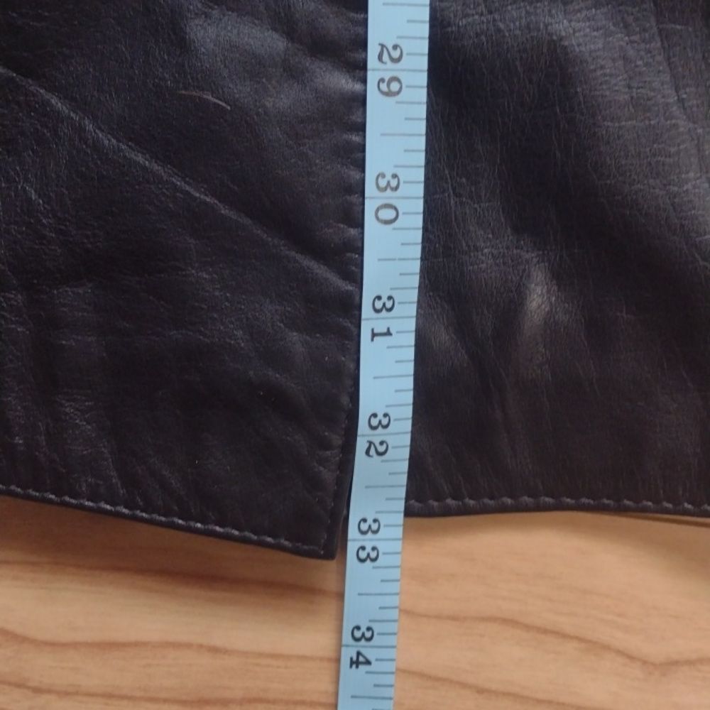 The Leather Warehouse Black Leather Blazer with Animal Print Trim Size 6 - Picture 9 of 12
